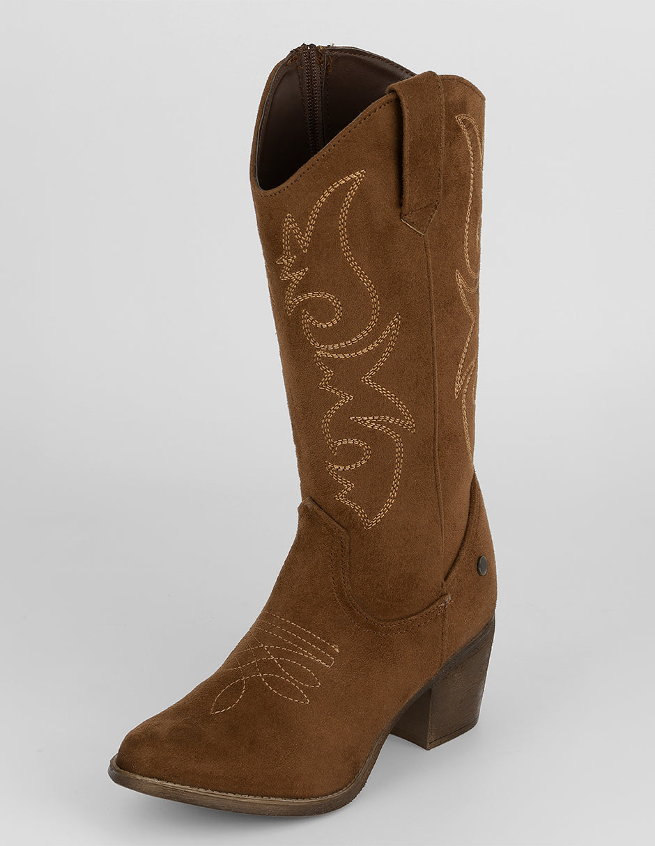 Botas tipo western West en Gamuza – Café