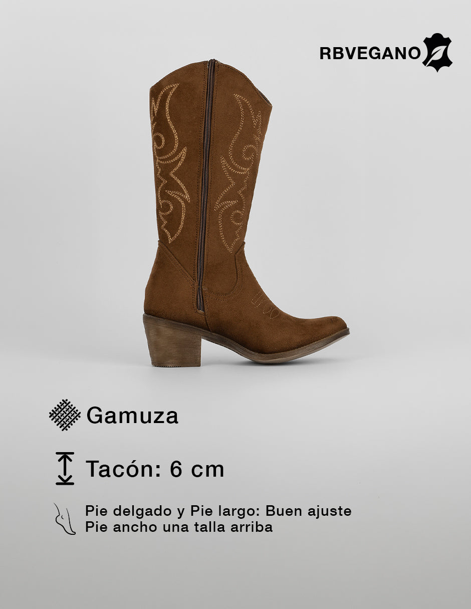 Botas tipo western West en Gamuza – Café