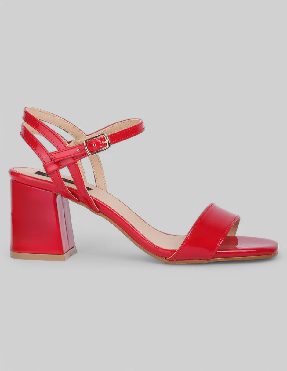 Sandalia con tacón Glam en Charol - Rojo