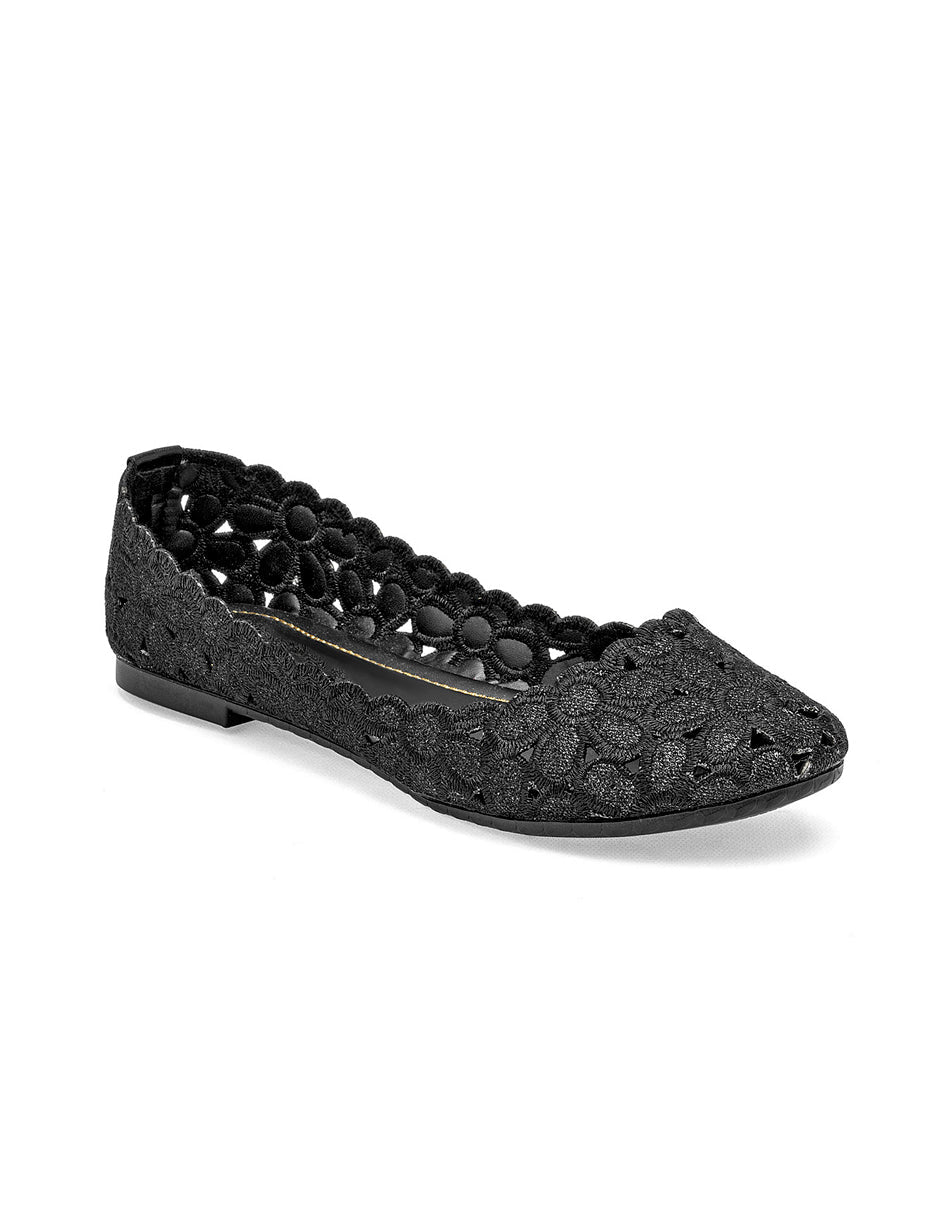 Flats puntales Color Negro Para Mujer De RBBASICS