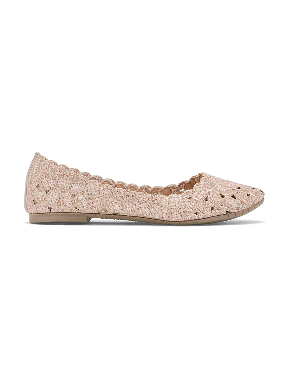 Flats puntales Color Oro Para Mujer De RBBASICS