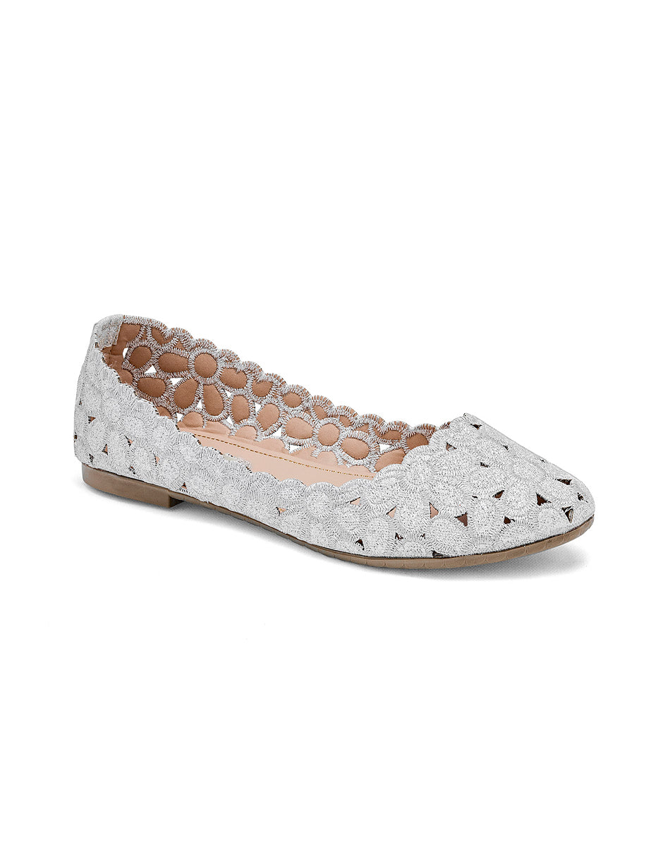 Flats puntales Color Plata Para Mujer De RBBASICS