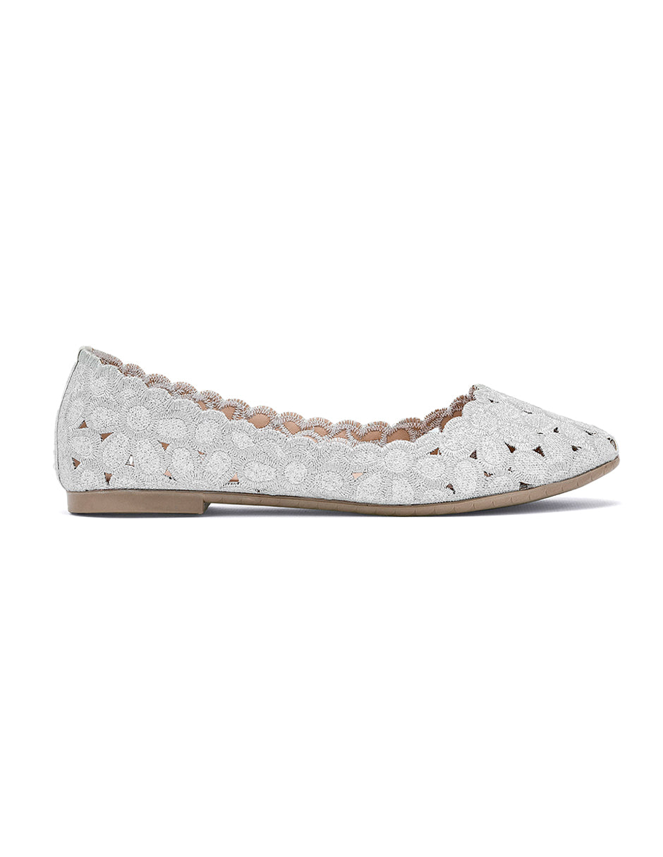 Flats puntales Color Plata Para Mujer De RBBASICS