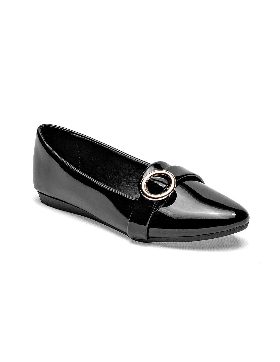 Flats puntales Color Negro De Charol Para Mujer De RBCOLLECTION