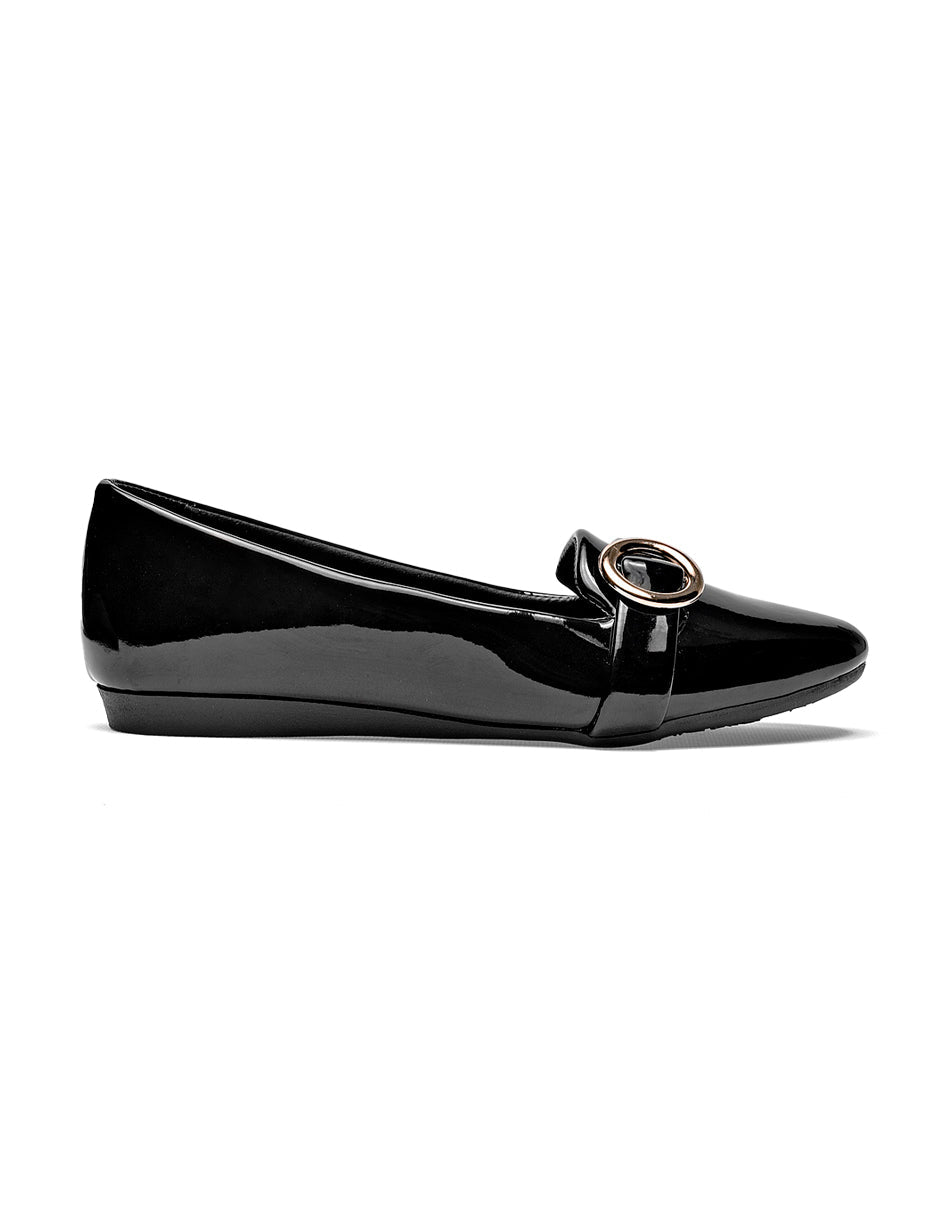 Flats puntales Color Negro De Charol Para Mujer De RBCOLLECTION