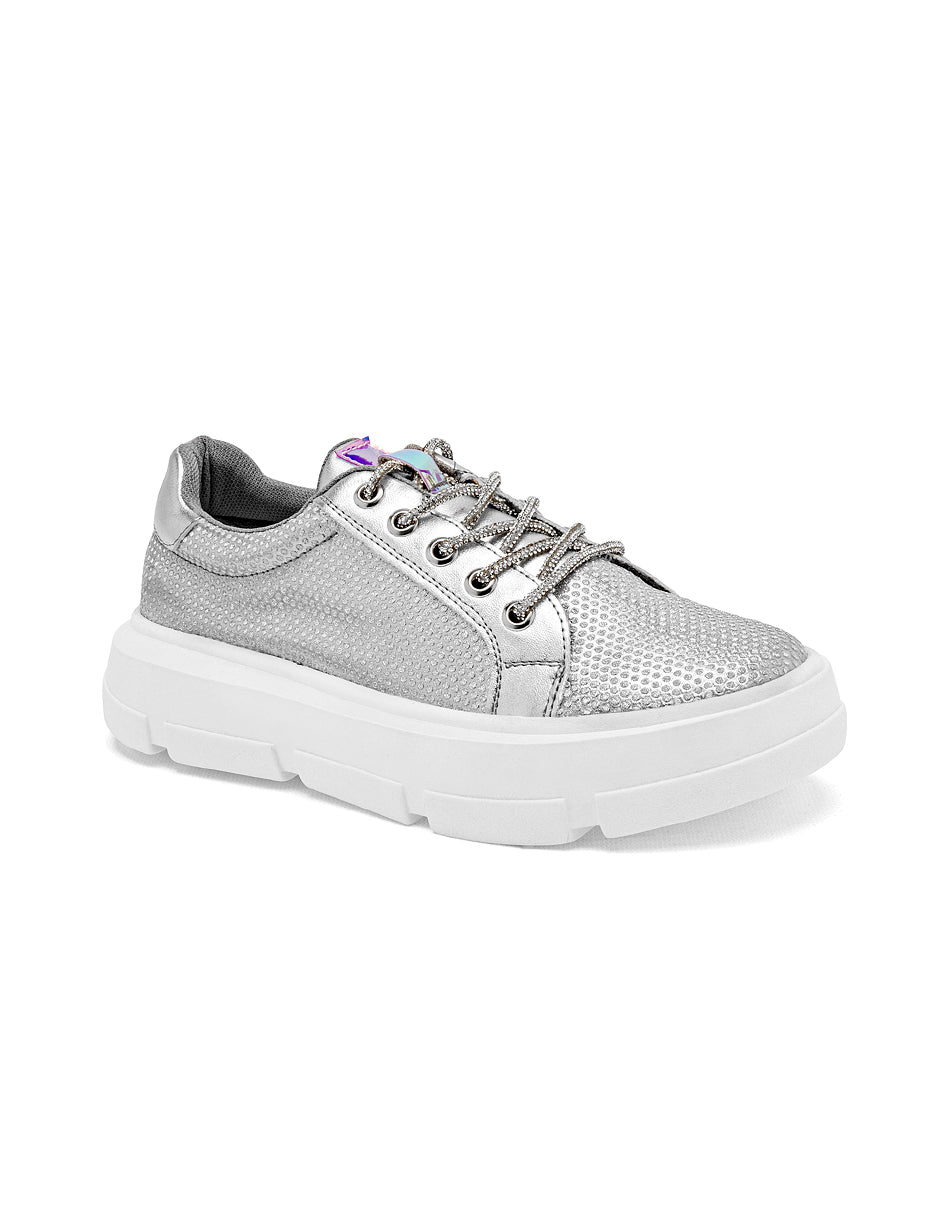 Tenis con cordones Color Plata Para Mujer De RBCOLLECTION