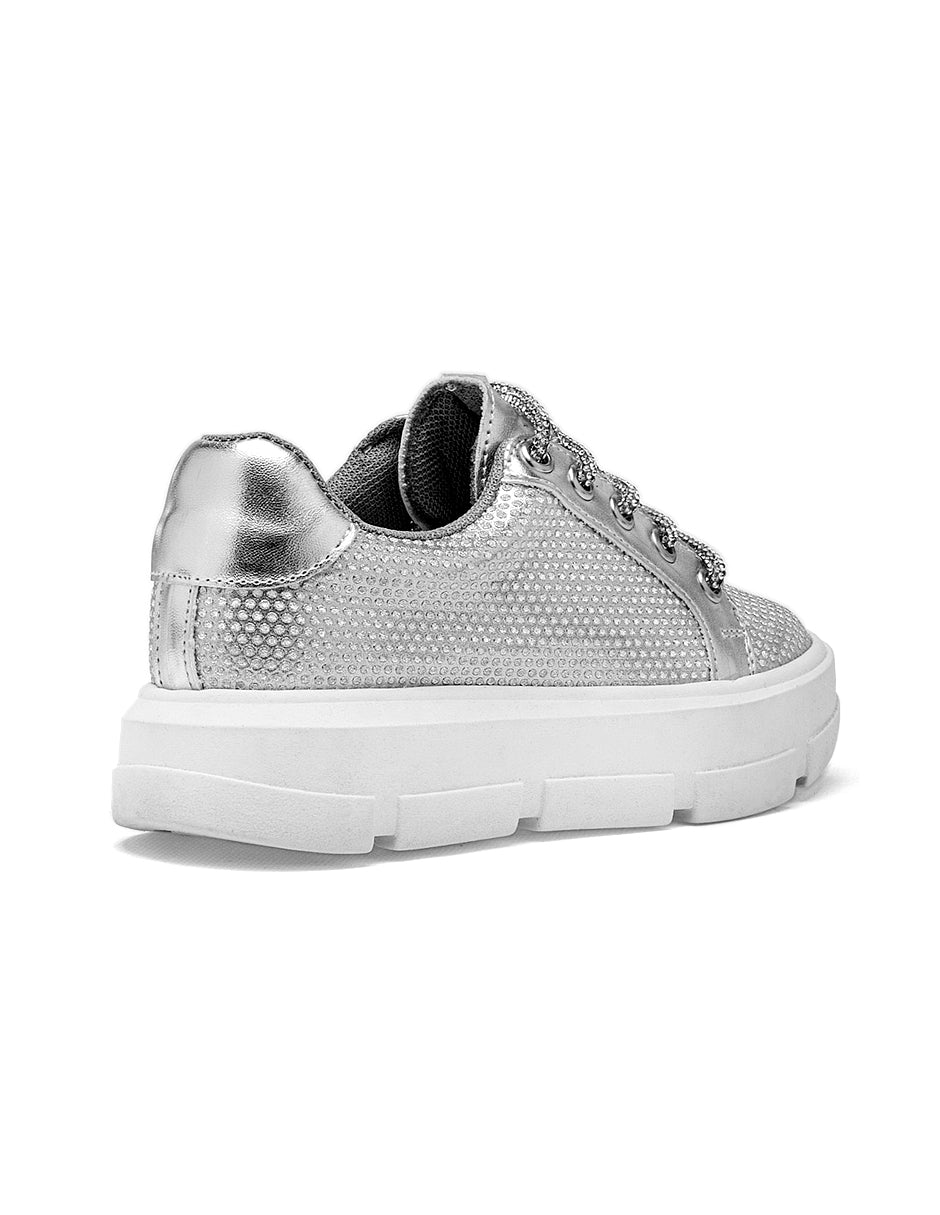 Tenis con cordones Color Plata Para Mujer De RBCOLLECTION