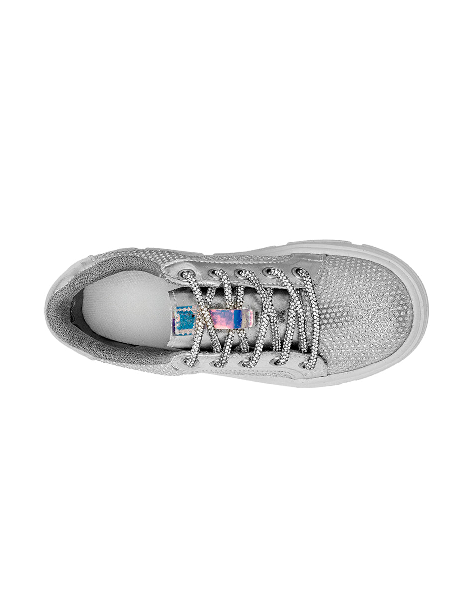 Tenis con cordones Color Plata Para Mujer De RBCOLLECTION