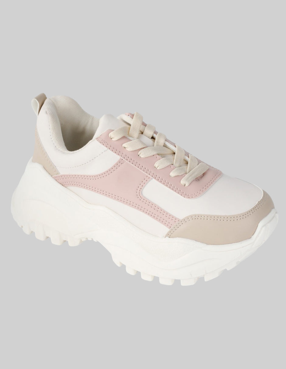 Tenis tipo deportivo  Chunk Piel vegana - Rosa