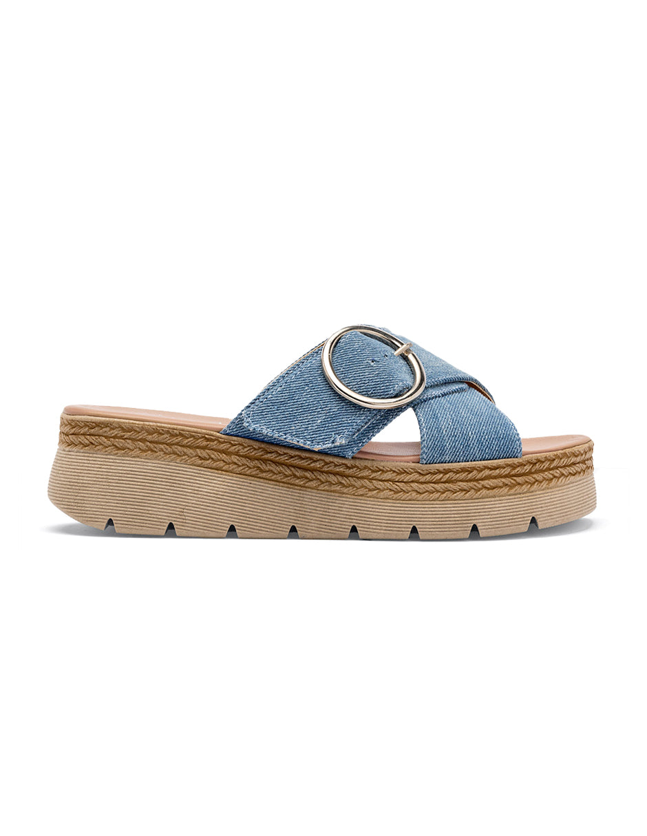 Sandalias con plataforma Color Mezclilla Para Mujer De RBCOLLECTION