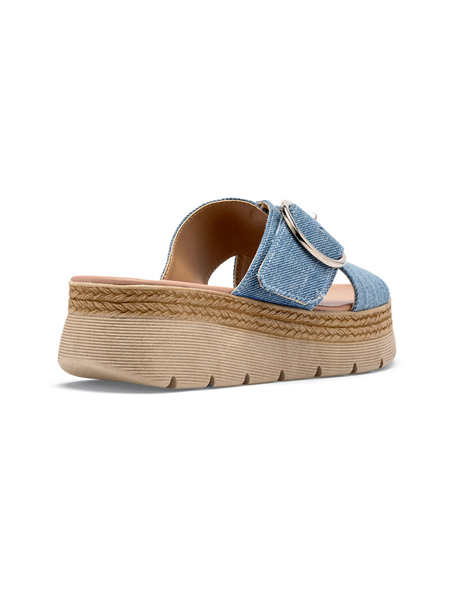 Sandalias con plataforma Color Mezclilla Para Mujer De RBCOLLECTION