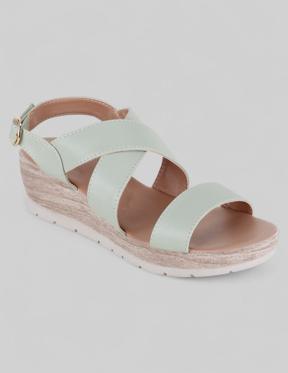 Sandalias con plataforma Soft en Piel vegana – Verde