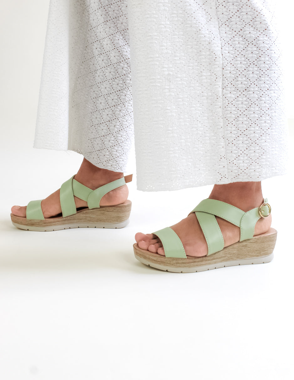 Sandalias con plataforma Soft en Piel vegana – Verde
