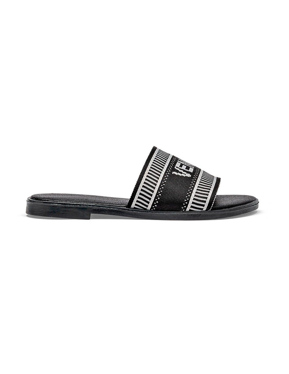 Sandalias de piso Color Negro Con Blanco Para Mujer De RBBASICS