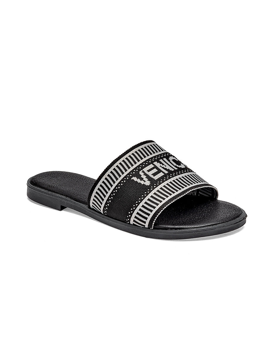 Sandalias de piso Color Negro Con Blanco Para Mujer De RBBASICS