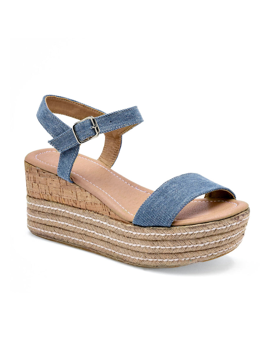 Sandalias con plataforma Color Mezclilla Para Mujer De RBCOLLECTION