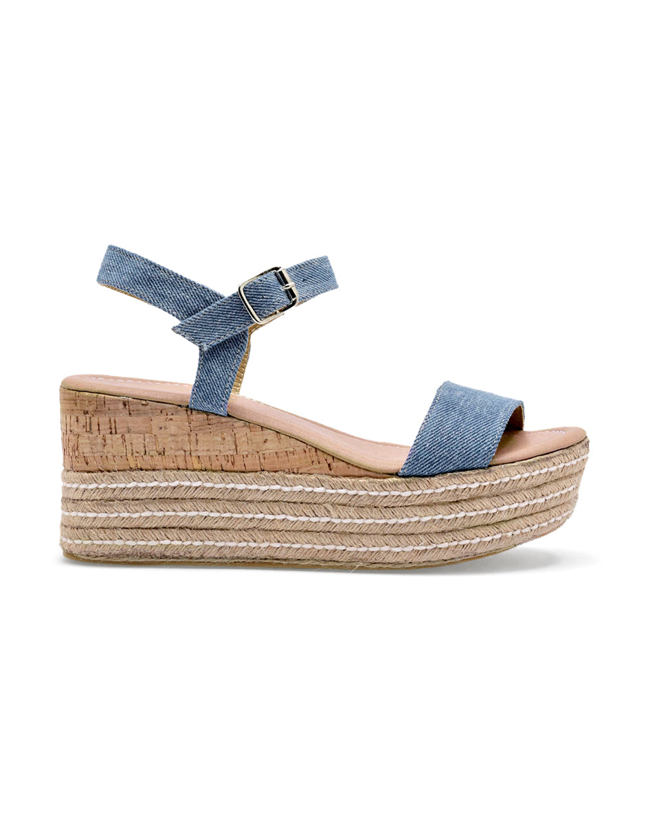 Sandalias con plataforma Color Mezclilla Para Mujer De RBCOLLECTION