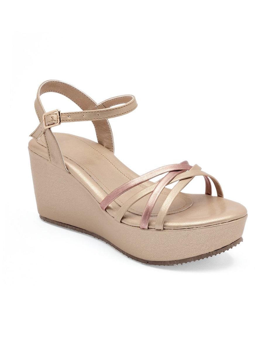 Sandalias con plataforma Color Oro Para Mujer De RBCOLLECTION