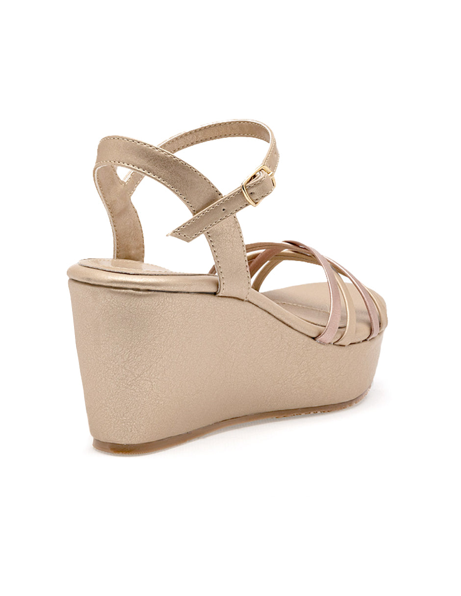 Sandalias con plataforma Color Oro Para Mujer De RBCOLLECTION