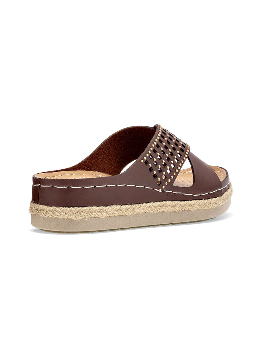 Sandalias de piso Color Café Para Mujer De RBCOLLECTION