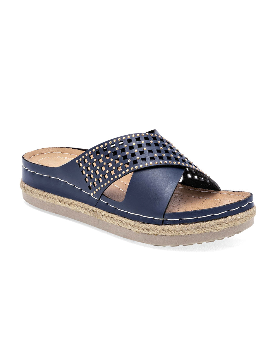 Sandalias de piso Color Marino Para Mujer De RBCOLLECTION