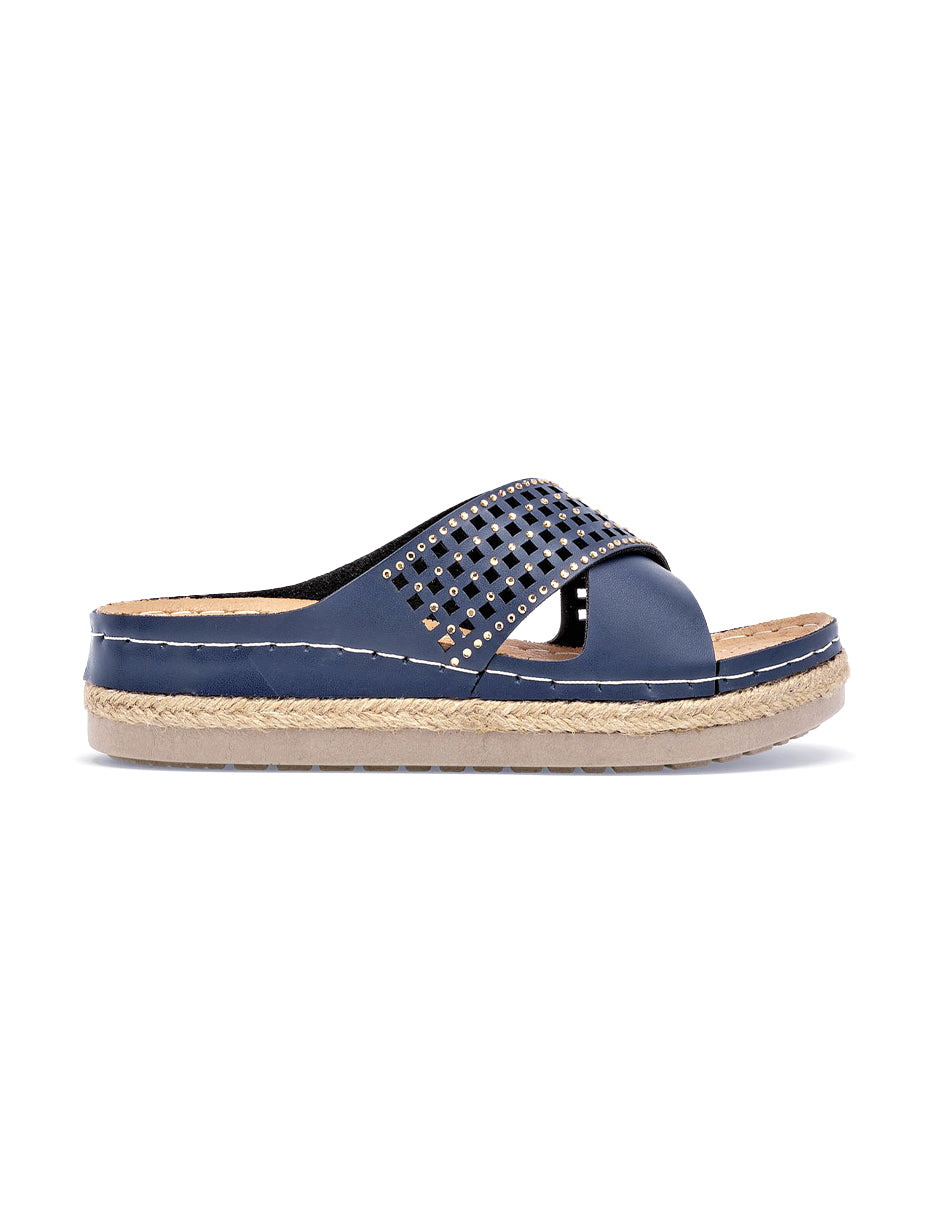 Sandalias de piso Color Marino Para Mujer De RBCOLLECTION