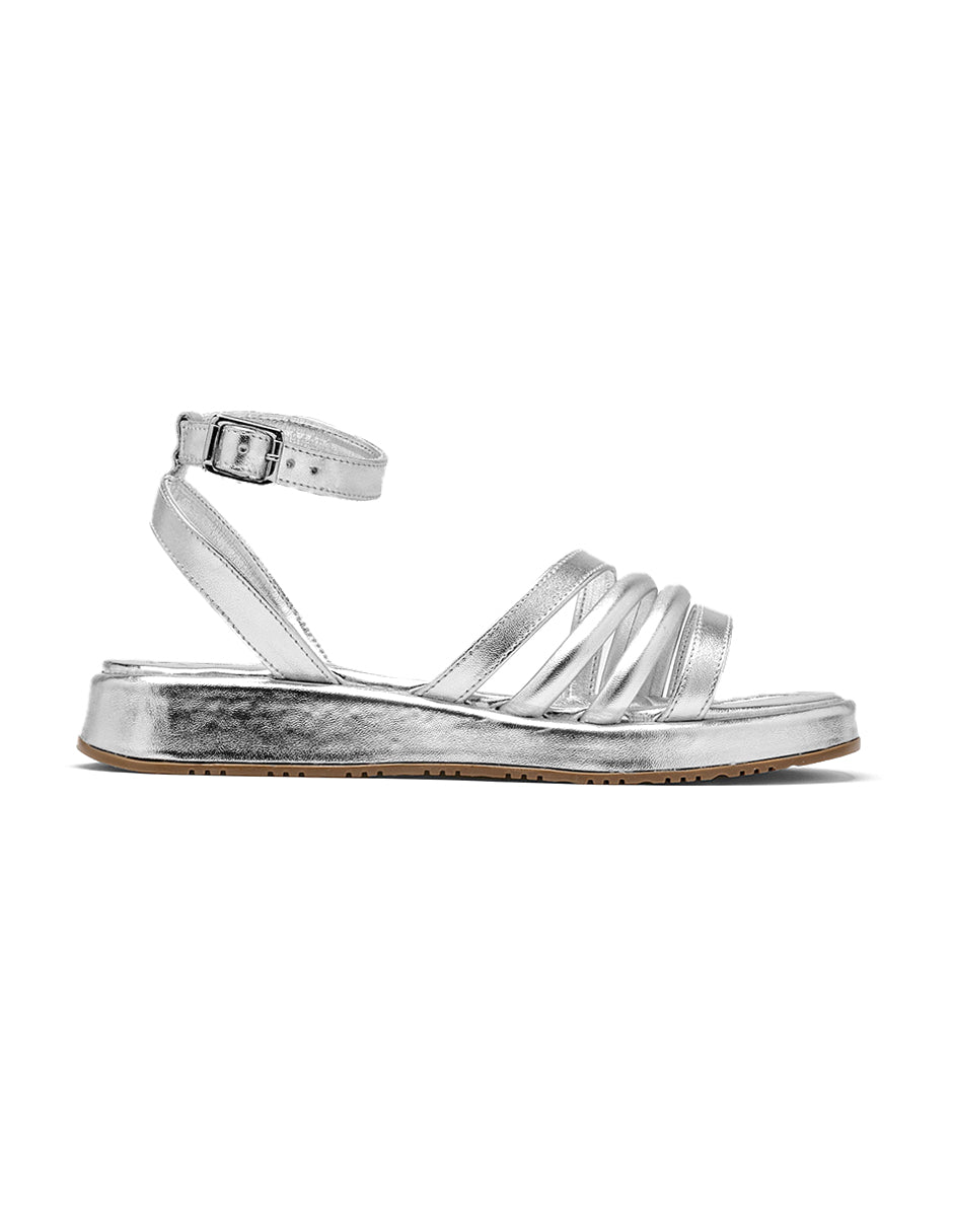Sandalias de piso Color Plata Para Mujer De RBCOLLECTION