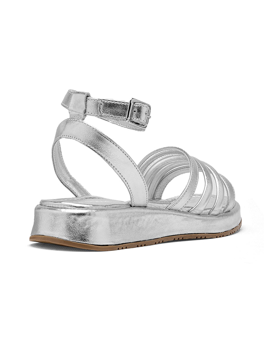 Sandalias de piso Color Plata Para Mujer De RBCOLLECTION