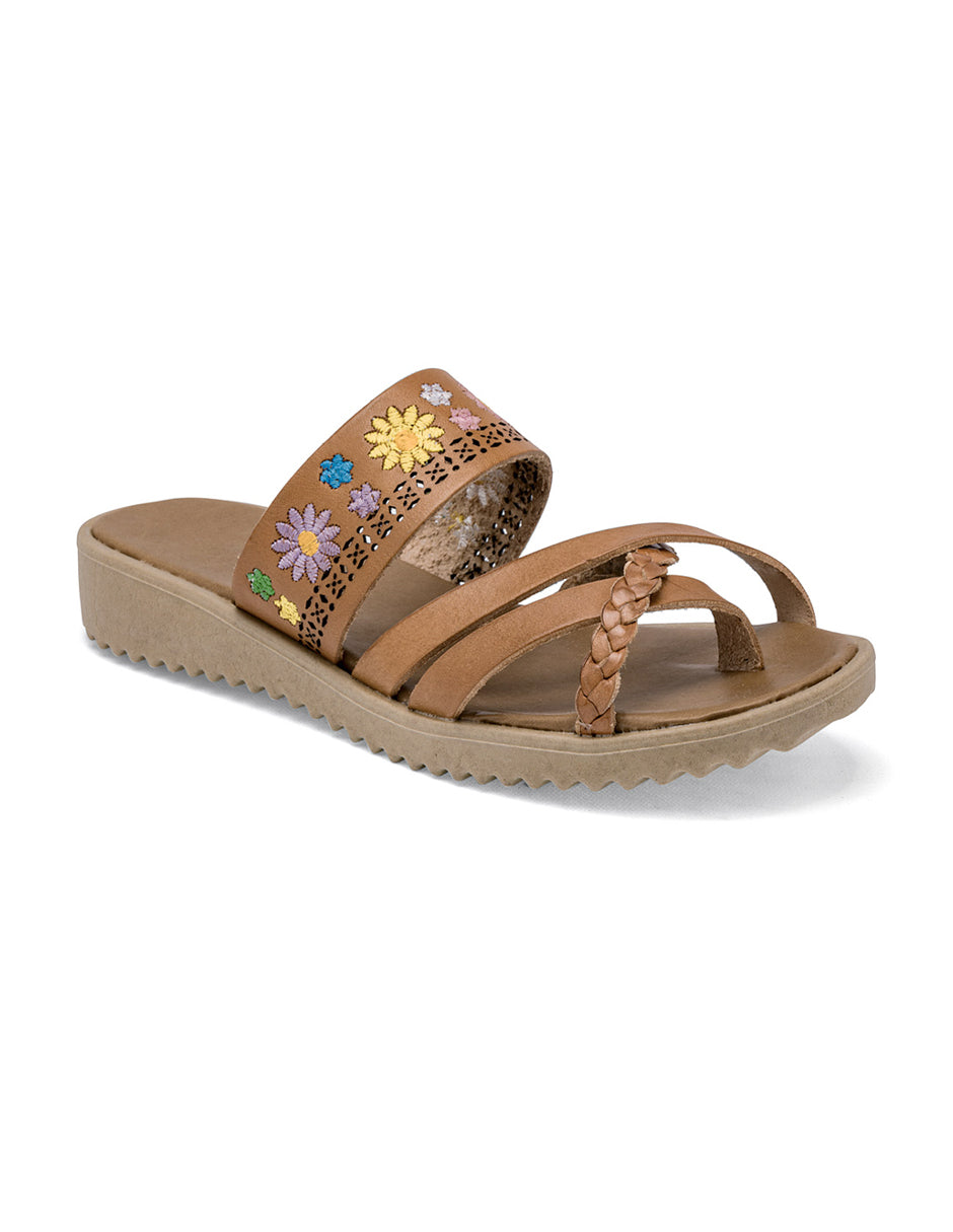 Sandalias de piso Color Camel Para Mujer De RBCOLLECTION