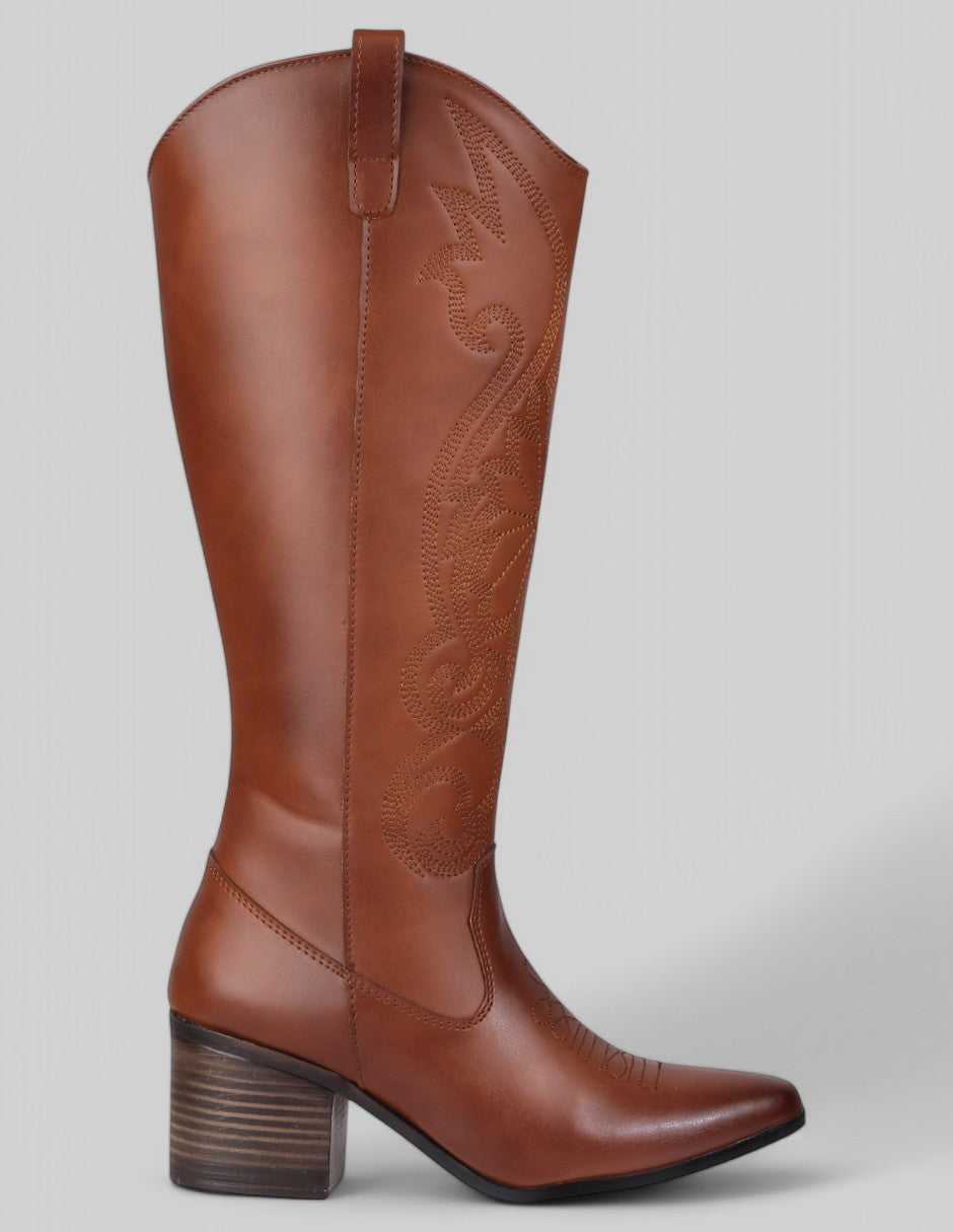 Botas tipo Western West en Piel vegana – Café