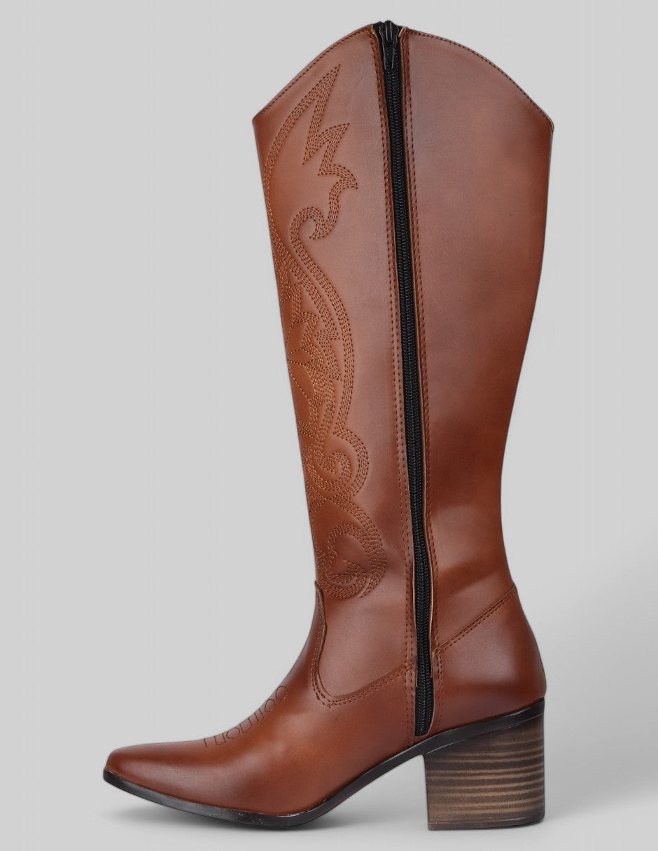 Botas tipo Western West en Piel vegana – Café