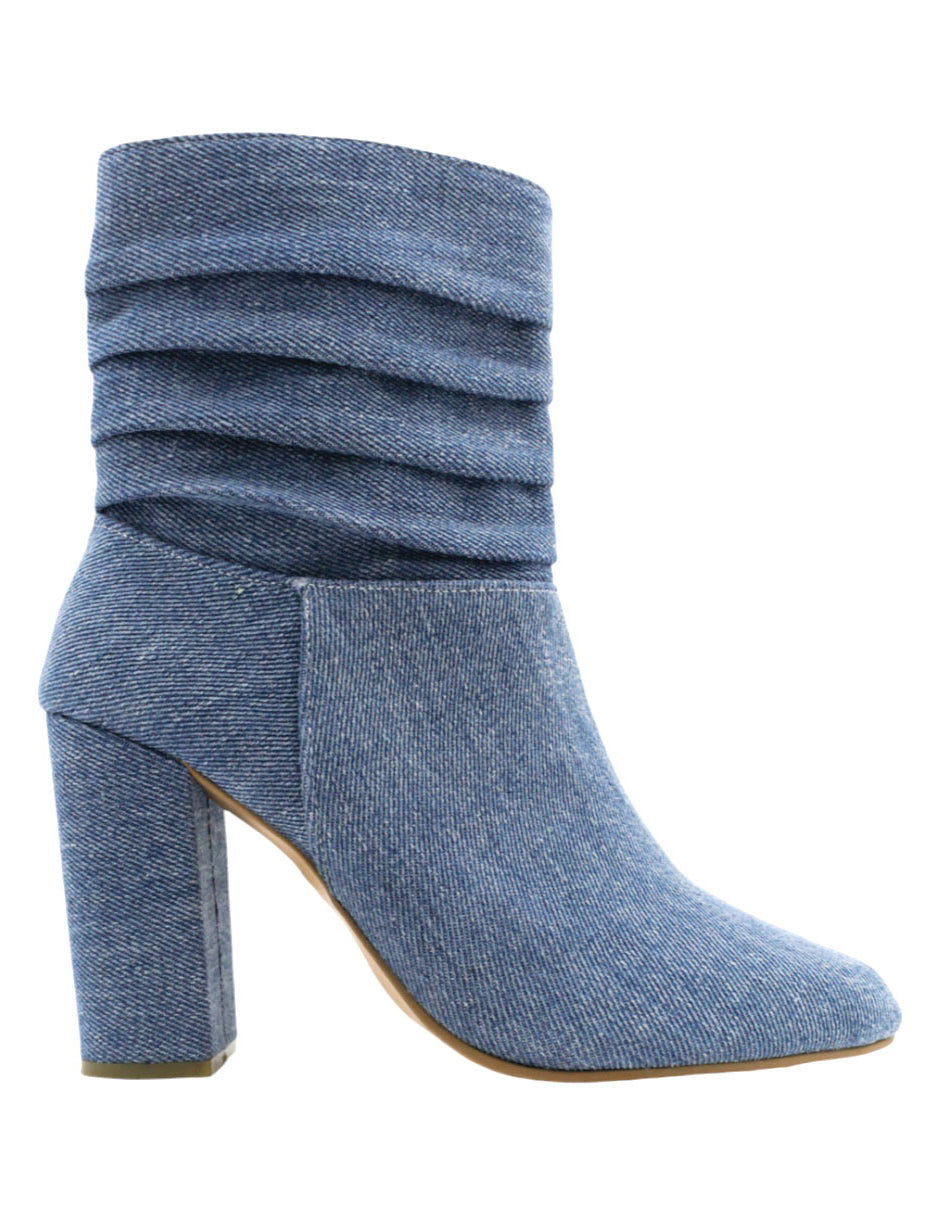Botín con tacón Demin en Textil – Azul