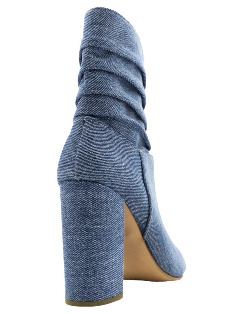 Botín con tacón Demin en Textil – Azul