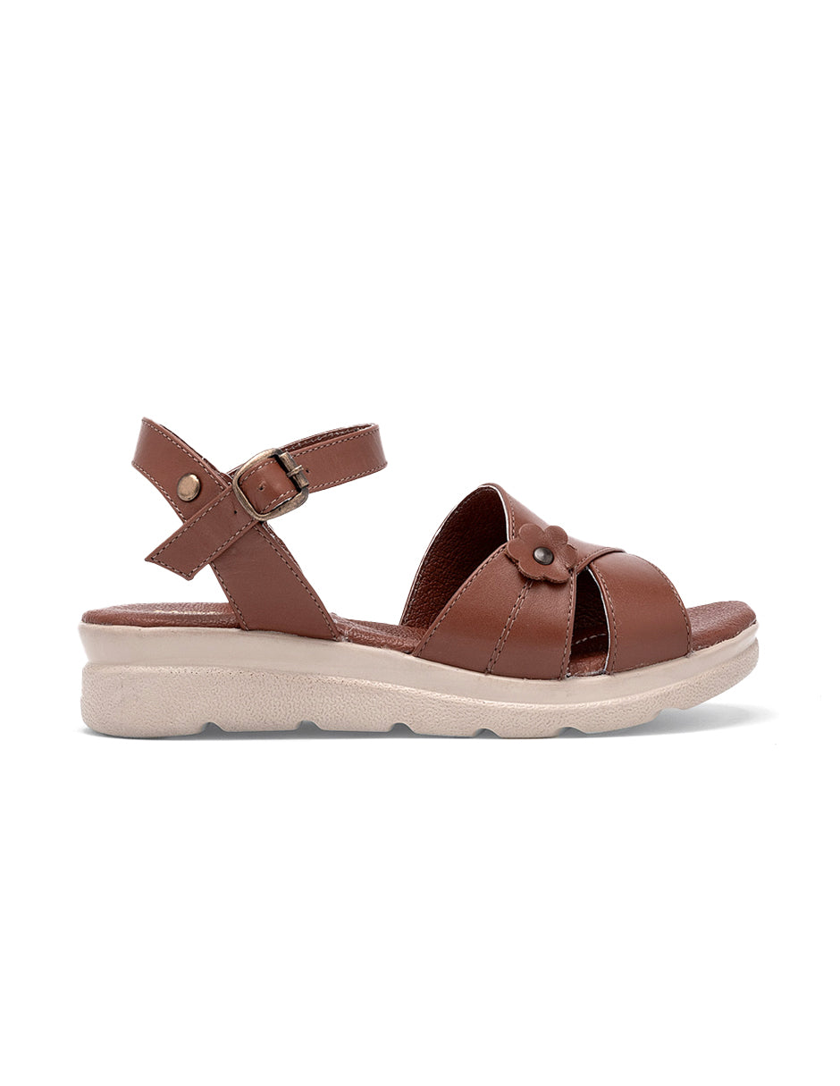 Sandalias de piso Color Camel Para Mujer De RBCOLLECTION