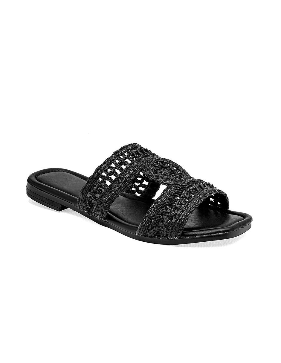 Sandalias de piso Color Negro Para Mujer De RBCOLLECTION