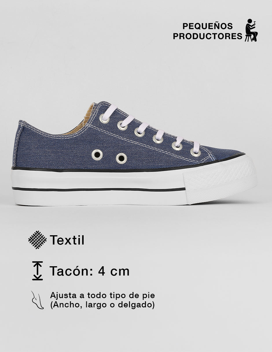 Tenis con cordones  Play en Textil – Azul