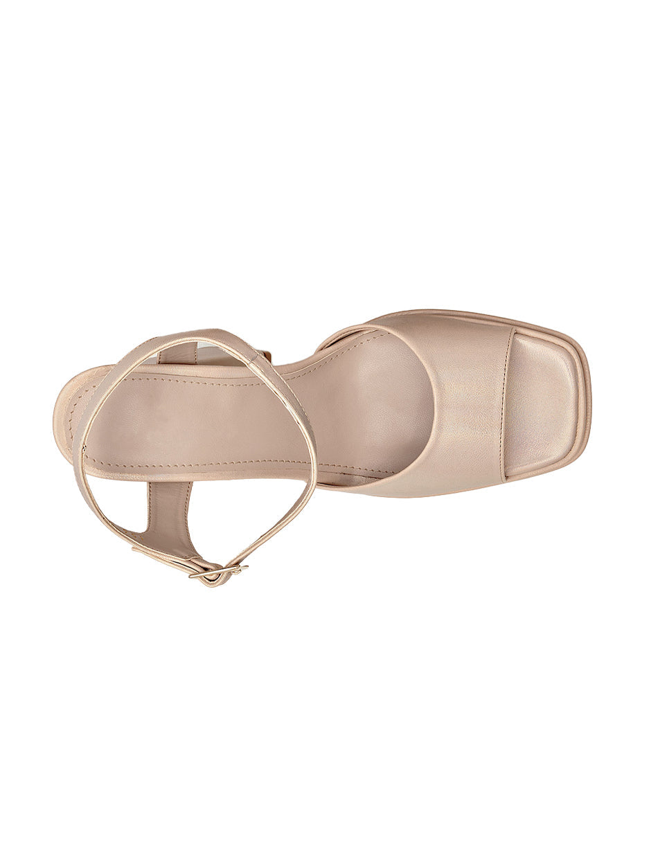 Sandalia con Tacón Color Beige  Para Mujer De RBCOLLECTION