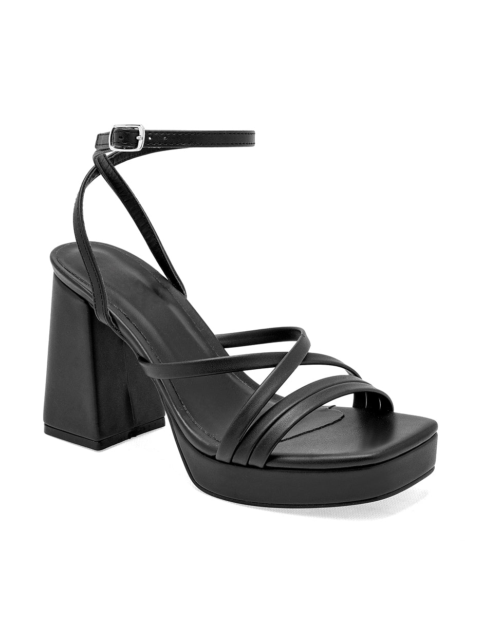 Sandalia con Tacón Color Negro Para Mujer De RBCOLLECTION