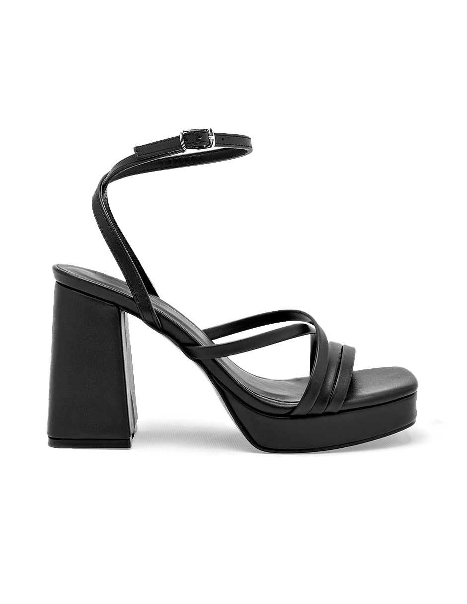 Sandalia con Tacón Color Negro Para Mujer De RBCOLLECTION