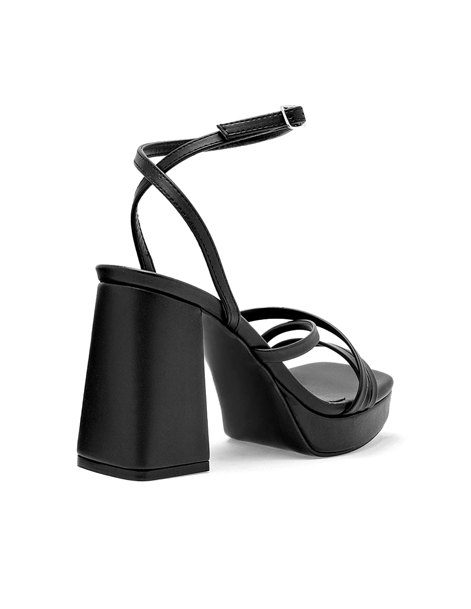 Sandalia con Tacón Color Negro Para Mujer De RBCOLLECTION