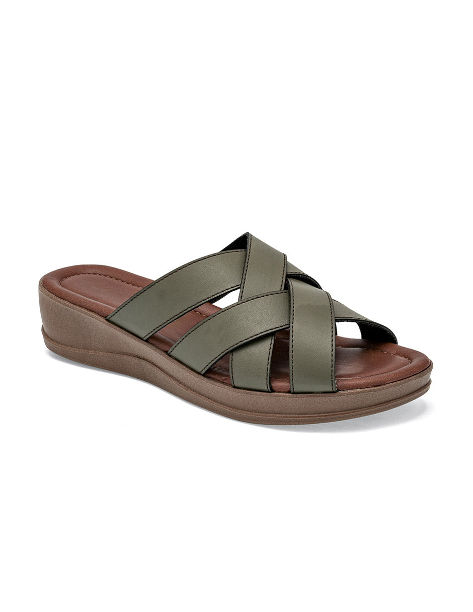 Sandalias de piso Color Olivo Para Mujer De RBBASICS
