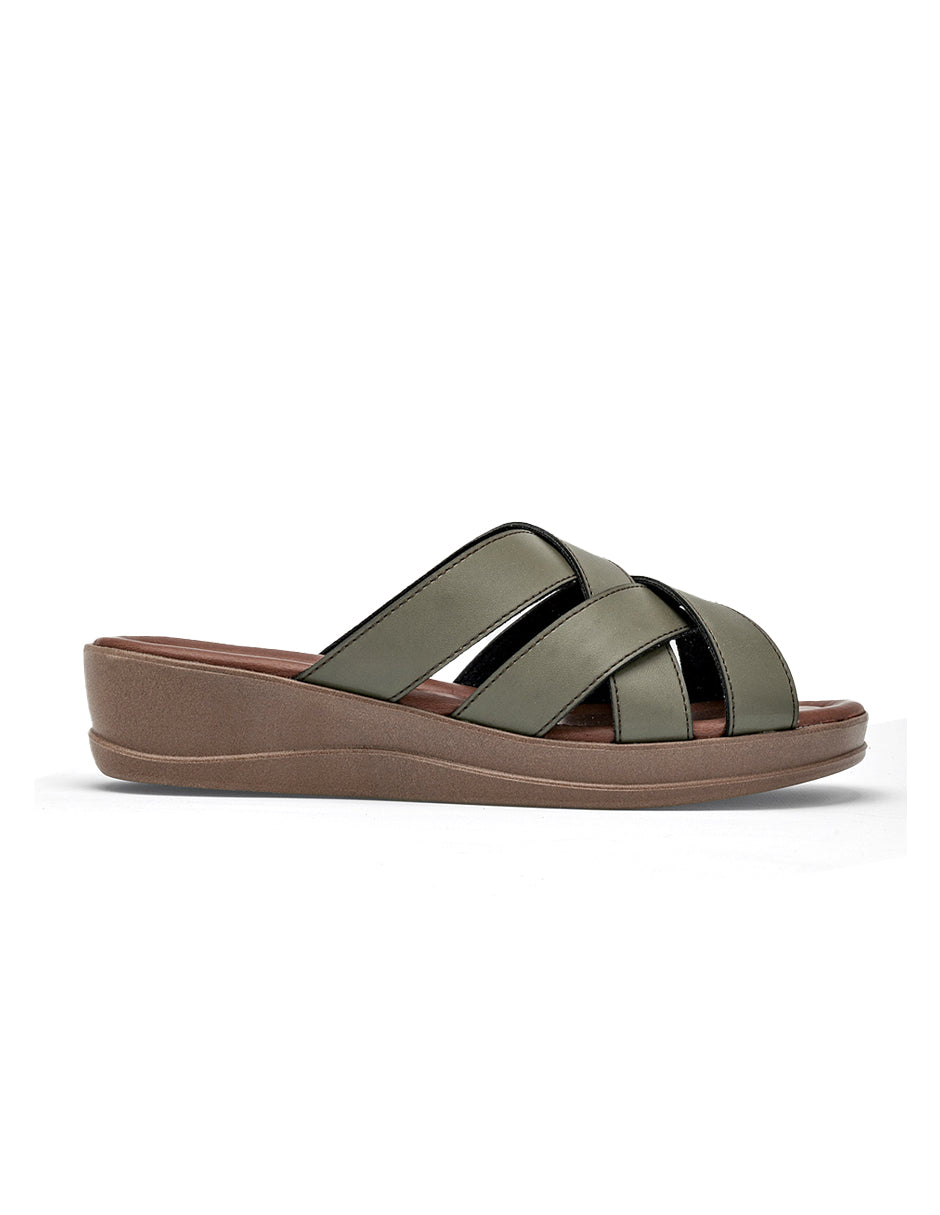 Sandalias de piso Color Olivo Para Mujer De RBBASICS