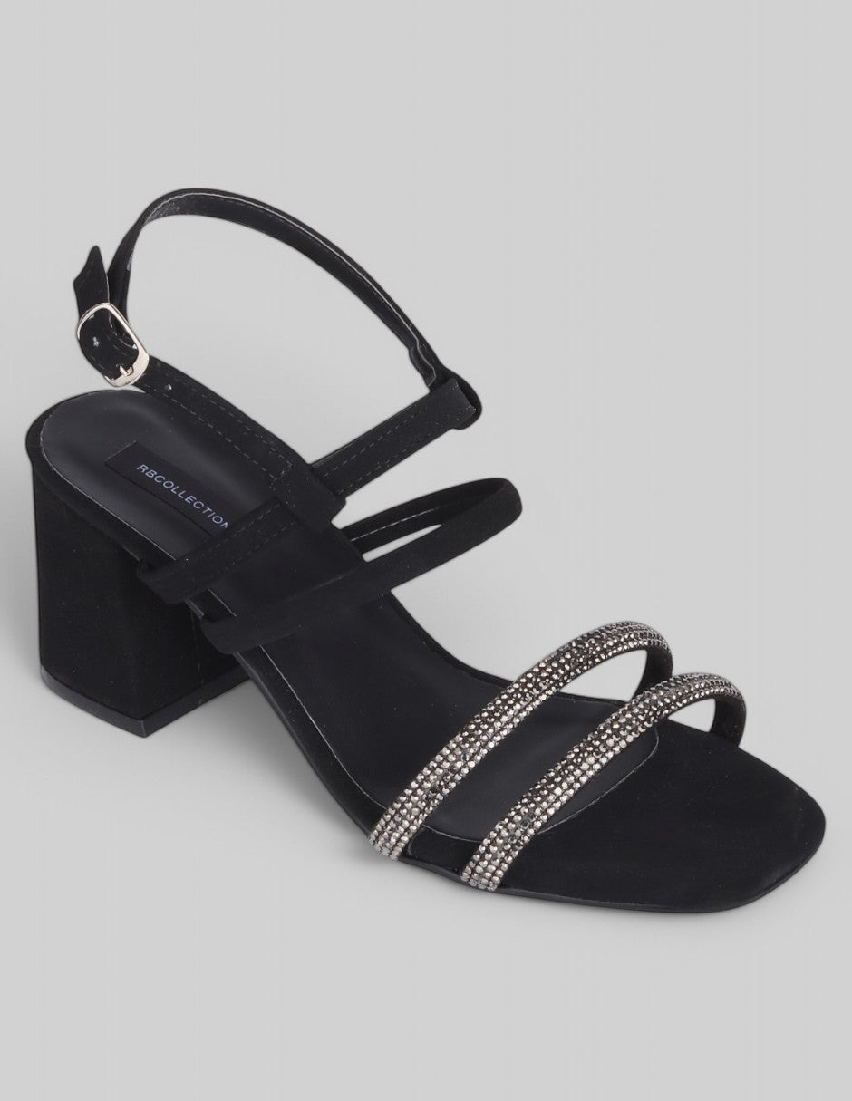 Sandalia con tacón Exterior Sintético Color Negro Para Mujer De RBCOLLECTION