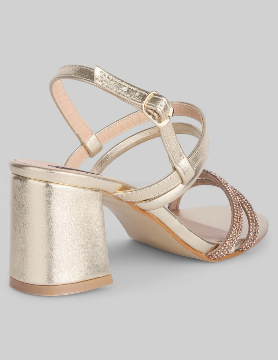 Sandalia con tacón Glam en Sintético - Dorado