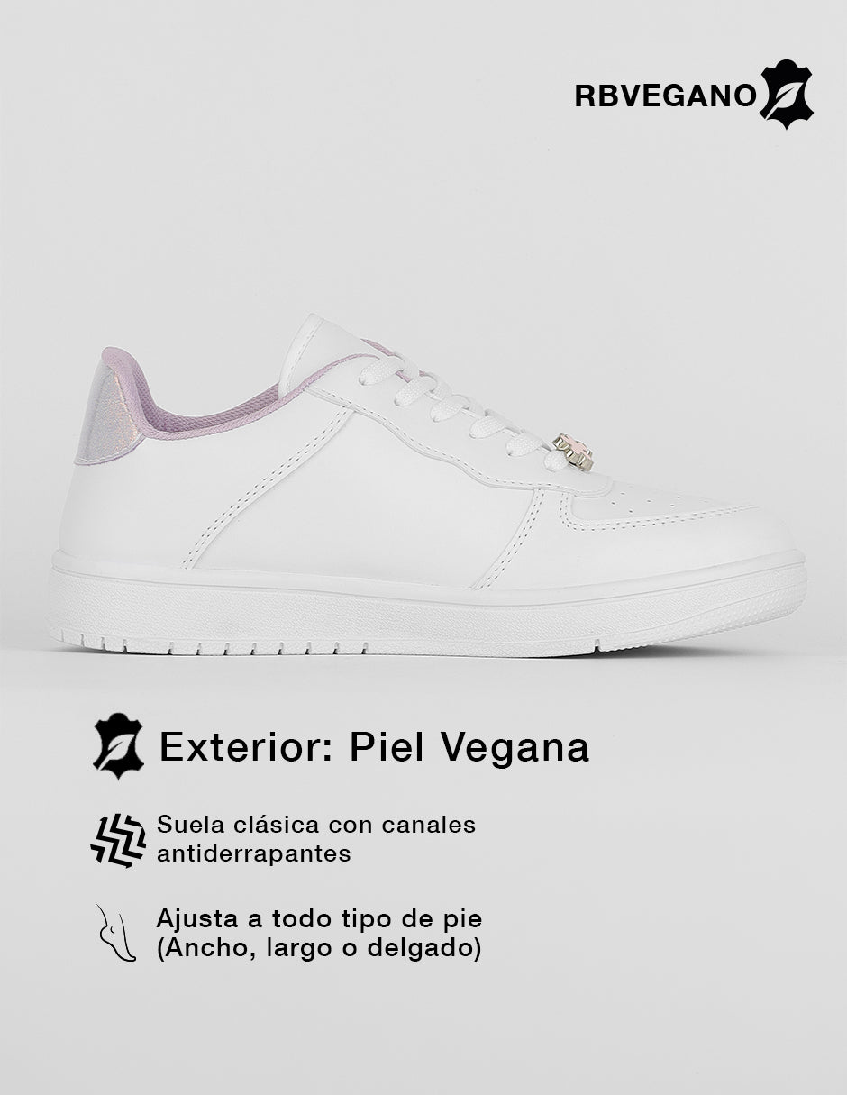 Tenis con cordones  Urban  en Piel vegana – Blanco