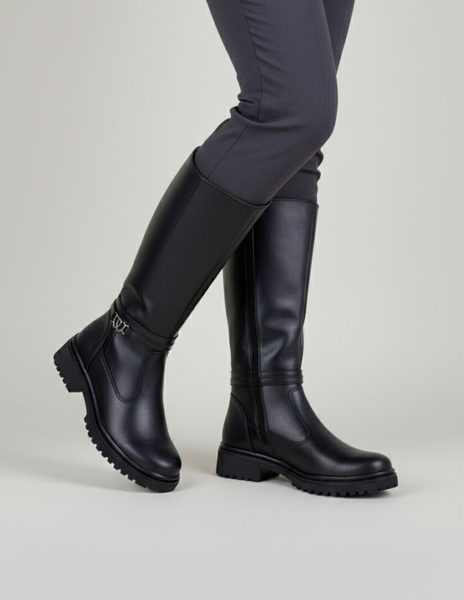 Botas altas Mirelle en Piel vegana – Negro