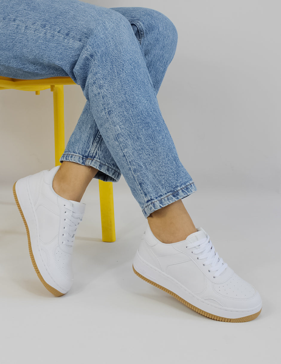 Tenis con cordones APP en  Piel vegana - Blanco