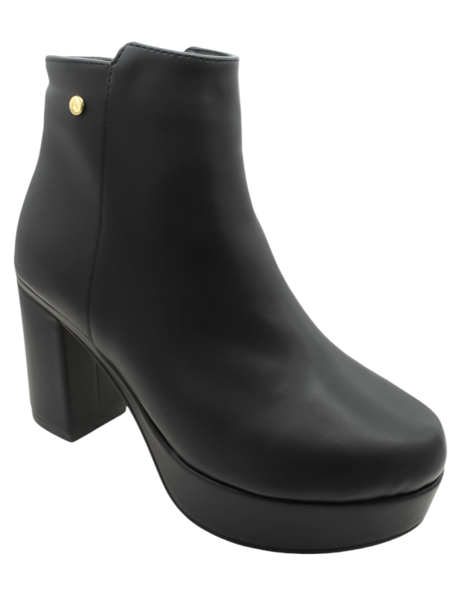 Botín con tacón Exterior Piel vegana Color Negro Para Mujer De RBCOLLECTION