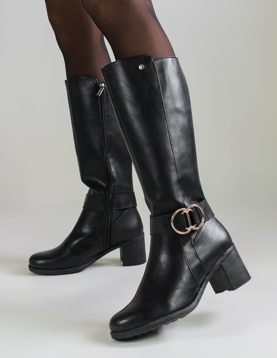 Botas altas Nutty en Piel vegana – Negro