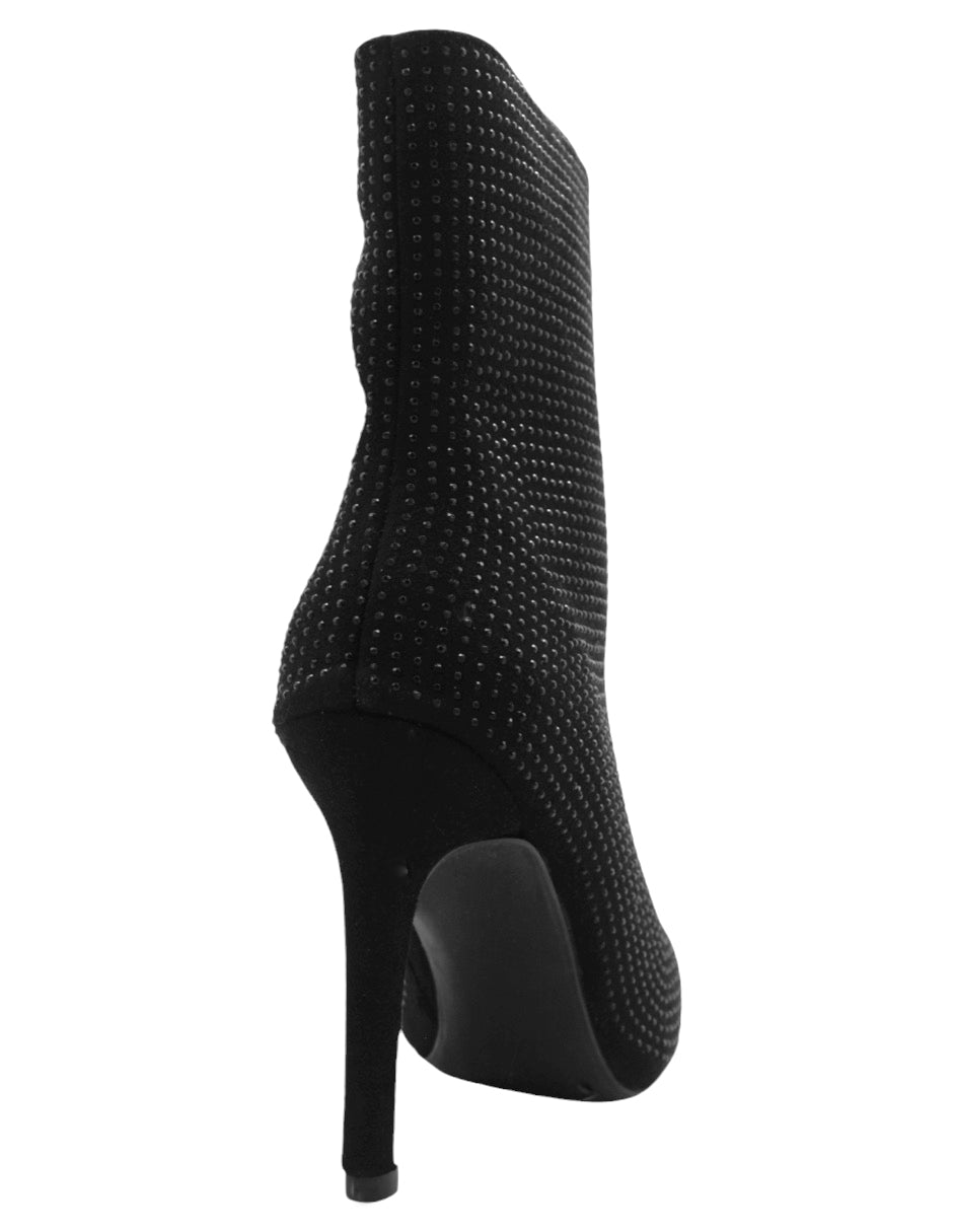Botín con tacón Glam en Textil – Negro